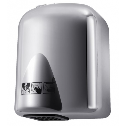 Szara suszarka do rąk w obudowie z tworzywa ABS, o mocy 1650 W